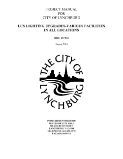 PROJECT MANUAL FOR CITY OF LYNCHBURG