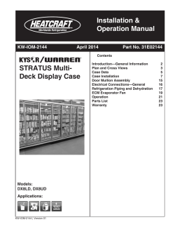 Installation &amp; Operation Manual STRATUS Multi- Deck Display Case