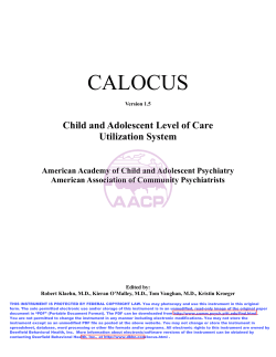 CALOCUS Child and Adolescent Level of Care Utilization System