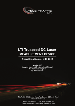 LTI Truspeed DC Laser MEASUREMENT DEVICE Operations Manual U.K. 2010