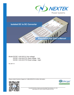 Installation and Userʼs Manual Isolated DC to DC Converter