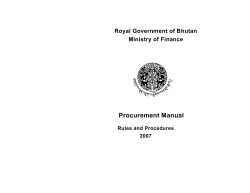 Procurement Manual Royal Government of Bhutan Ministry of Finance
