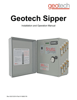 Geotech Sipper  Installation and Operation Manual