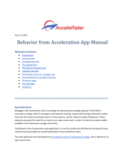 Behavior from Acceleration App Manual Manual sections: