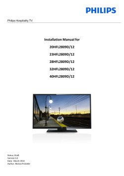Installation Manual for 20HFL2809D/12 23HFL2809D/12 28HFL2809D/12