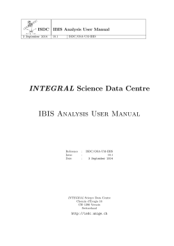 INTEGRAL Science Data Centre IBIS Analysis User Manual ISDC