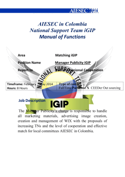 AIESEC in Colombia National Support Team iGIP Manual of Functions