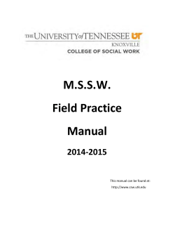 M.S.S.W. Field Practice Manual 2014-2015