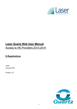 Laser Quartz Web User Manual Access to HE Providers 2013-2014  E-Registrations