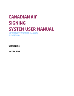 CANADIAN AIF SIGNING SYSTEM USER MANUAL