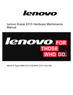 Lenovo Erazer X315 Hardware Maintenance Manual Machine Types:90B0 [X315 ES];90AY [X315 Non-ES]