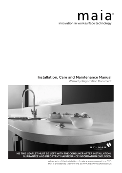 Installation, Care and Maintenance Manual Warranty Registration Document