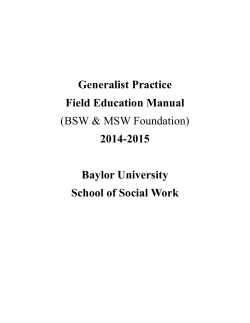 Generalist Practice Field Education Manual 2014-2015