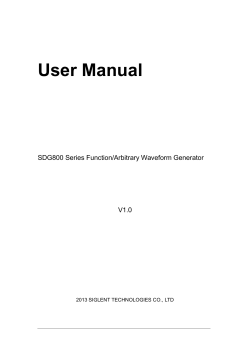 User Manual SDG800 Series Function/Arbitrary Waveform Generator V1.0