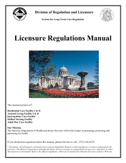 Licensure Regulations Manual  Division of Regulation and Licensure