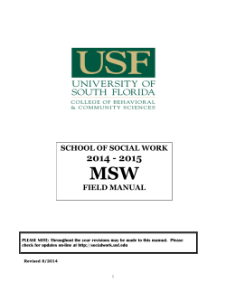 MSW  2014 - 2015 SCHOOL OF SOCIAL WORK