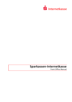 Internetkasse Sparkassen-Internetkasse Front Office Manual