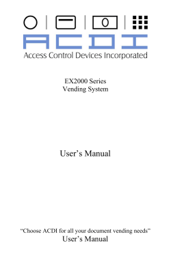 User&rsquo;s Manual  EX2000 Series Vending System