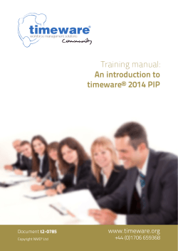 Training manual: An introduction to timeware® 2014 PIP www.timeware.org