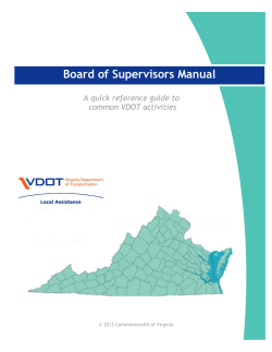 Board of Supervisors Manual A quick reference guide to common VDOT activities