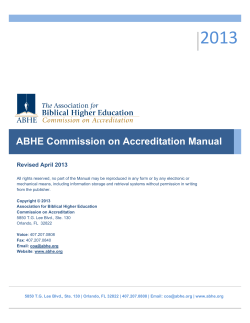 2013 ABHE Commission on Accreditation Manual Revised April 2013