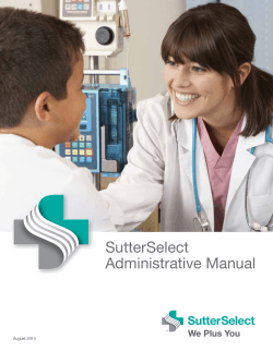 SutterSelect Administrative Manual August 2014