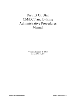 District Of Utah CM/ECF and E-filing Administrative Procedures Manual