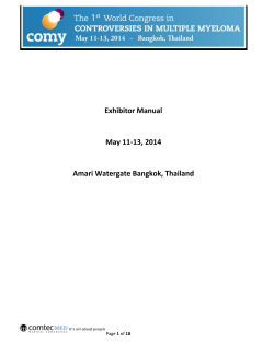 Exhibitor Manual May 11-13, 2014 Amari Watergate Bangkok, Thailand