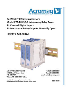BusWorks® XT Series Accessory Model XTA-MRNO-6 Interposing Relay Board
