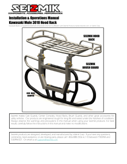 Installation &amp; Operations Manual Kawasaki Mule 3010 Hood Rack the
