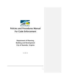 Policies and Procedures Manual For Code Enforcement Department of Planning,
