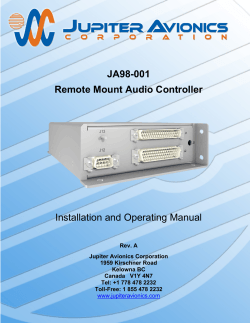 JA98-001 Remote Mount Audio Controller Installation and Operating Manual