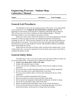 Engineering Processes – Student Shop Laboratory Manual General Lab Procedures