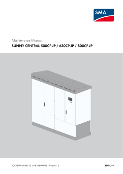 Maintenance Manual SUNNY CENTRAL 500CP-JP / 630CP-JP / 800CP-JP ENGLISH