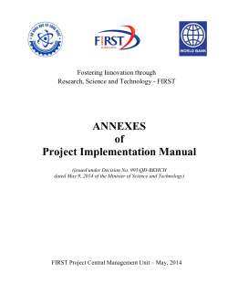 ANNEXES of Project Implementation Manual