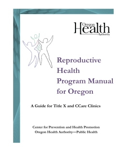 Reproductive Health Program Manual for Oregon