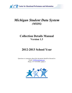 Michigan Student Data System Collection Details Manual 2012-2013 School Year