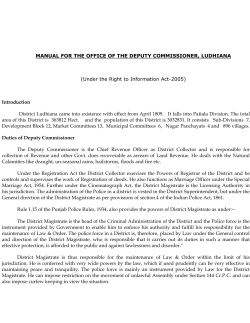 MANUAL FOR THE OFFICE OF THE DEPUTY COMMISSIONER, LUDHIANA Introduction