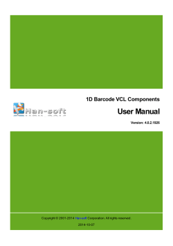 User Manual 1D Barcode VCL Components Version: 4.0.2.1926