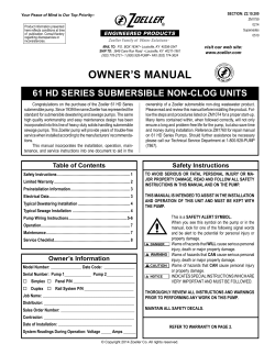OWNER’S MANUAL 61 HD SERIES SUBMERSIBLE NON-CLOG UNITS