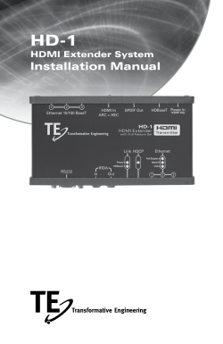 HD-1 Installation Manual HDMI Extender System