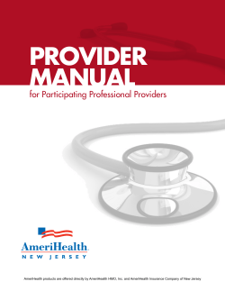 Provider Manual for Participating Professional Providers