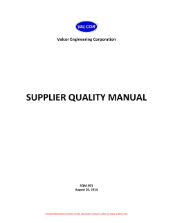 SUPPLIER QUALITY MANUAL Valcor Engineering Corporation  SQM-001