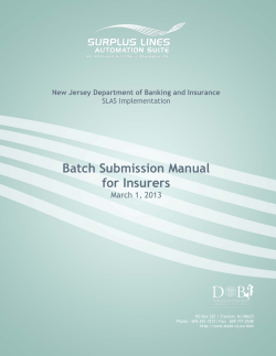 Batch Submission Manual for Insurers  March 1, 2013