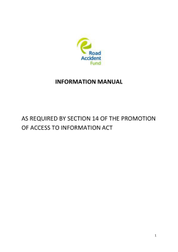 AS REQUIRED BY SECTION 14 OF THE PROMOTION INFORMATION MANUAL