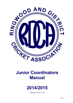 Junior Coordinators Manual  2014/2015