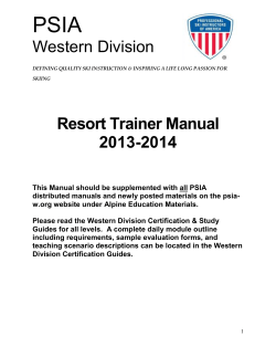 PSIA Western Division Resort Trainer Manual 2013-2014