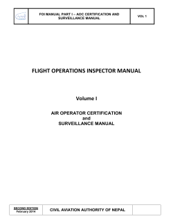 FLIGHT OPERATIONS INSPECTOR MANUAL  Volume I AIR OPERATOR CERTIFICATION