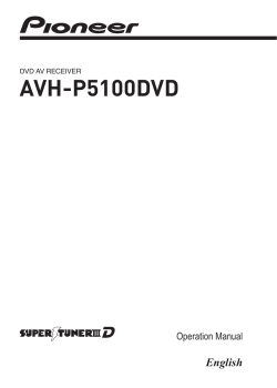 AVH-P5100DVD English Operation Manual DVD AV RECEIVER