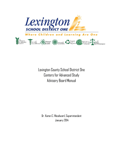 Lexington County School District One Centers for Advanced Study Advisory Board Manual